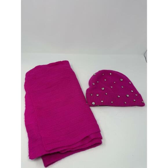 Charter Club Pink Ribbed Cashmere Scarf and Embellished Pink Beanie One Size main image 8